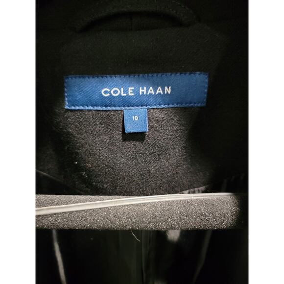 NWT $500 Cole Haan Wool Blend Full Zip Collar Coat Women's 10 Black C4 - Picture 8 of 17